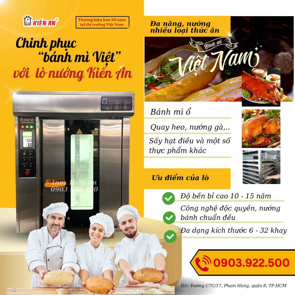Mách bạn chiếc lò nướng bánh mì xoay 10 khay đa năng 