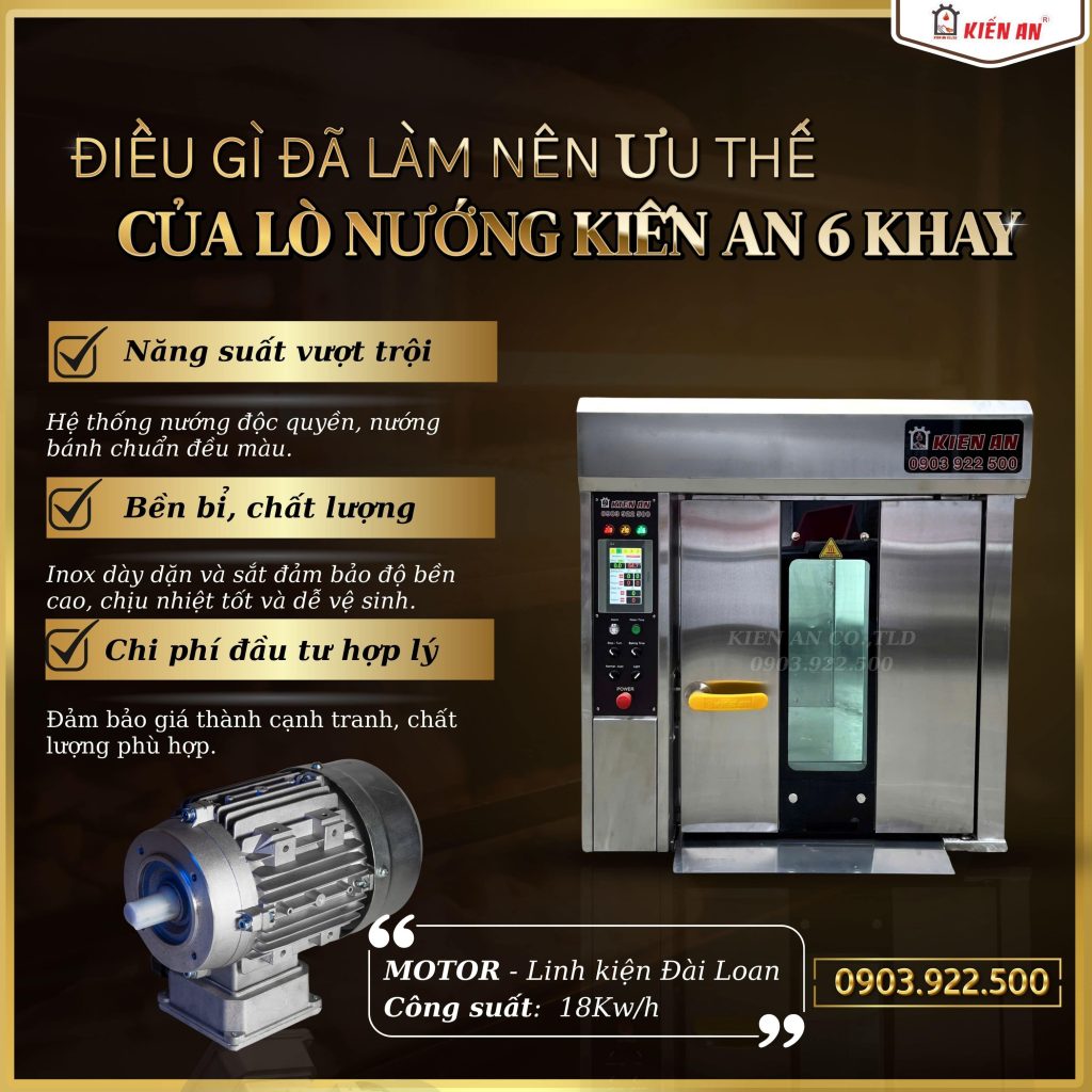Lò nướng bánh mì xoay 6 khay Kiến An