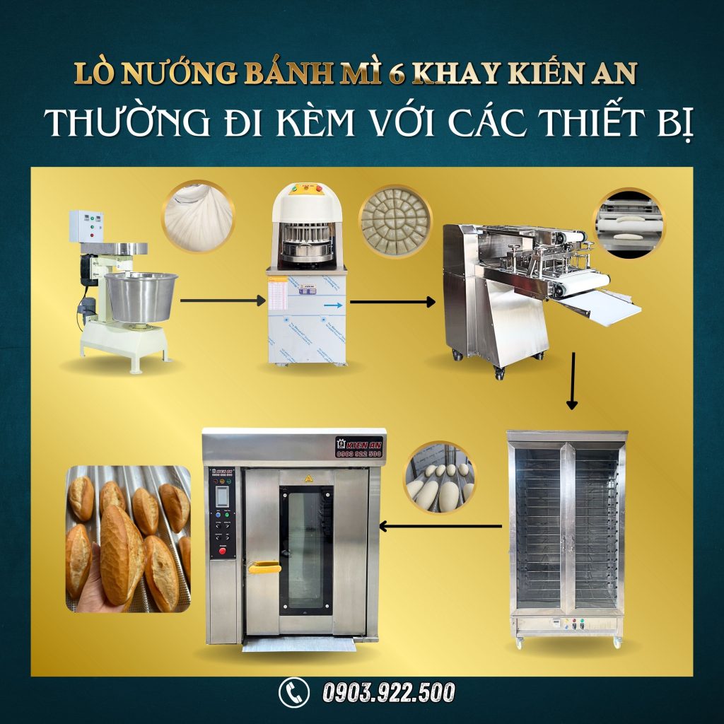 Lò nướng bánh mì 6 khay thường đi kèm với các thiết bị