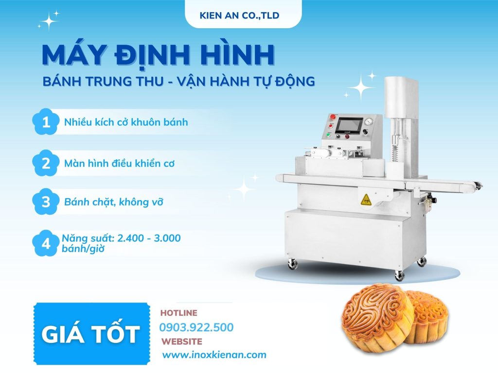 Máy định hình bánh trung thu đáp ứng năng suất 2.500 - 3.000 ổ/1 ngày