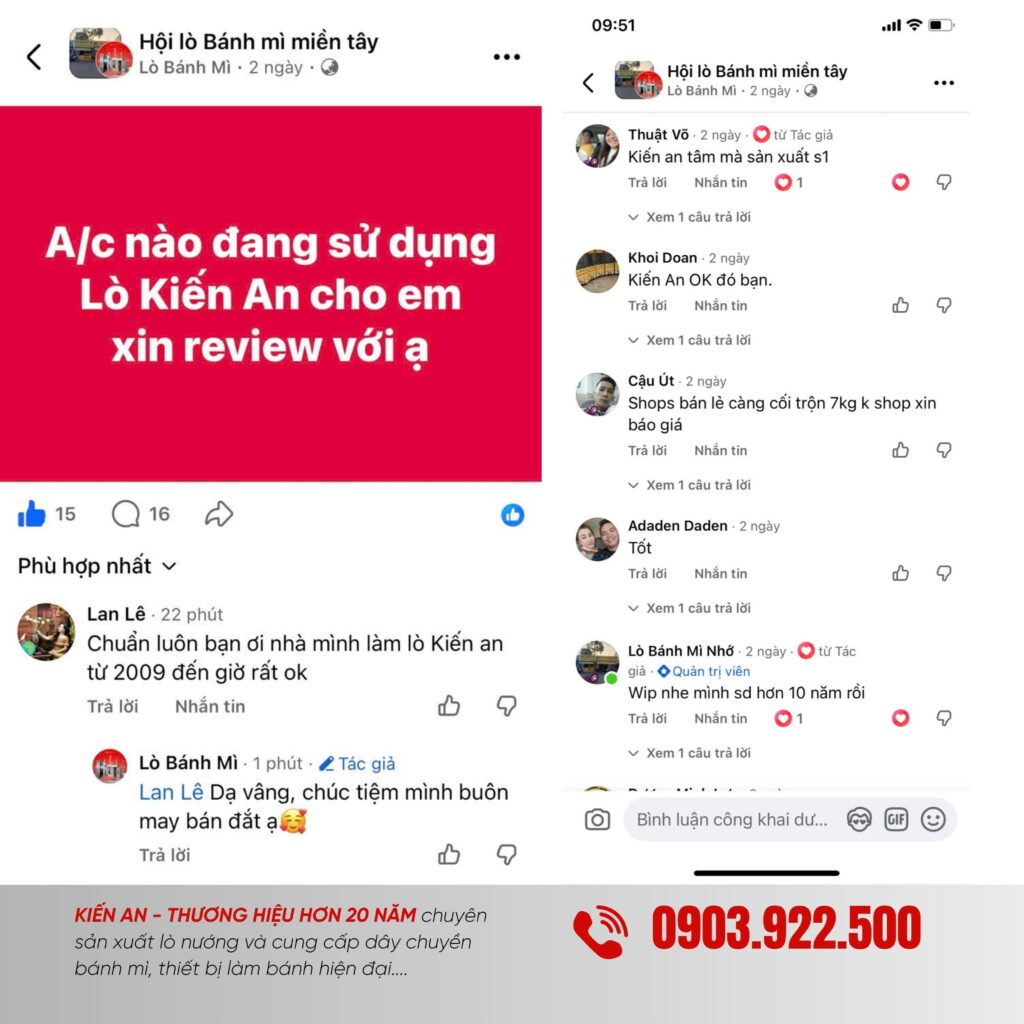 Khách hàng review lò nướng bánh mì Kiến An