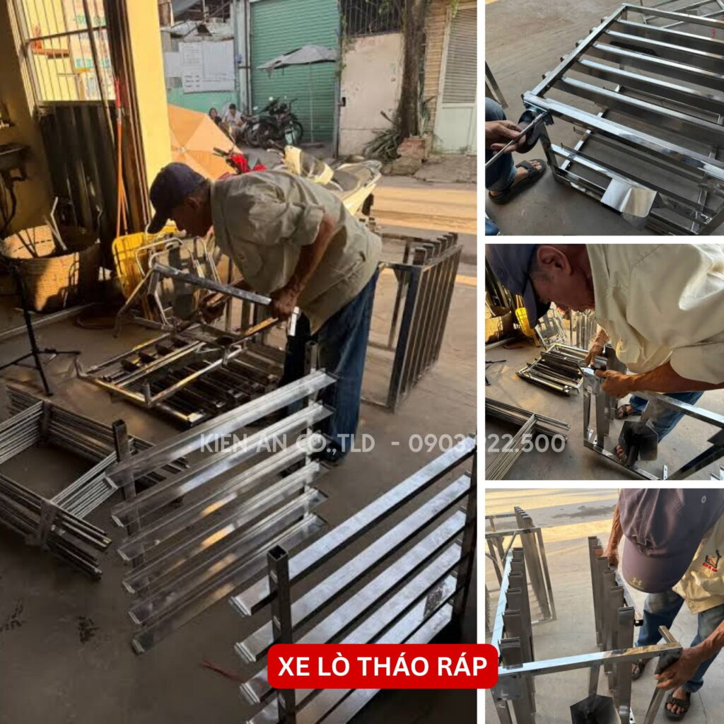 xe lò nướng bánh mì, xe khay nướng bánh mì, xe lò tháo ráp